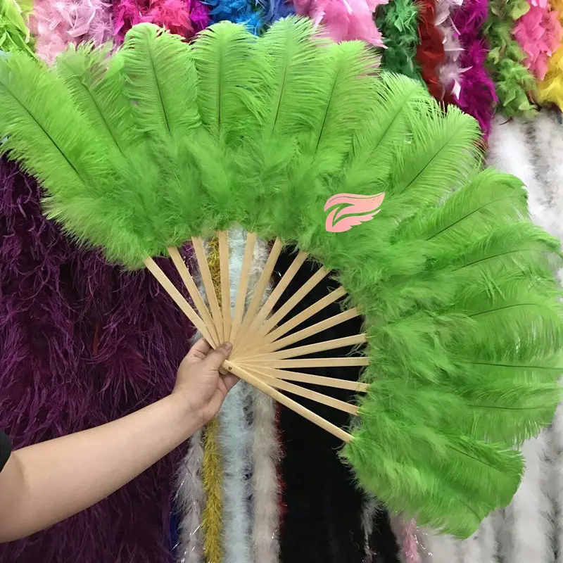 

High quality super large dance ostrich feather fan belly dance from Halloween decorative jewelry set 15 bone fan