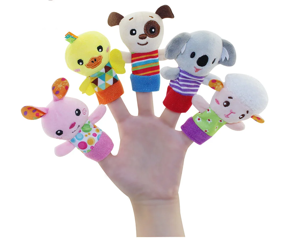 Happy monkey детские игрушки Пальчиковый кукольный набор мягкий милый плюшевый чучела кукла животные 5 шт. Обучающие Развивающие игрушки для детей подарок