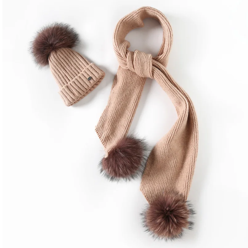 EAGLEBORN женская зимняя шапка и шарф набор теплая вязаная из кашемира для девочек