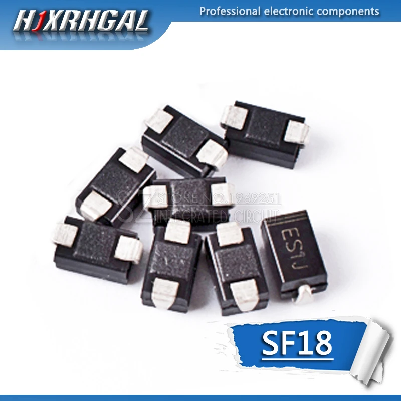 100 шт. диод выпрямителя SF18 ES1J 1A 600V SMA|Интегральные схемы| |