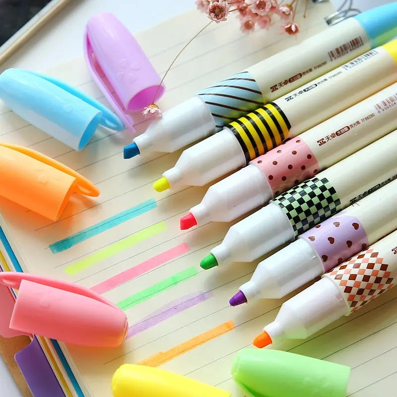 6 цветов в партии креативный цветной маркер большой емкости флуоресцентный