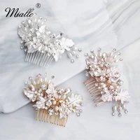 miallo 2019 newest handmade drawing wedding hair comb hairpins clips gold rose gold silver color bridal hair jewelry accessories