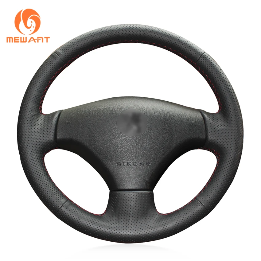 Чехол MEWANT из черной натуральной кожи для Peugeot 206 2007 2009 207 Citroen C2|car steering wheel cover|steering