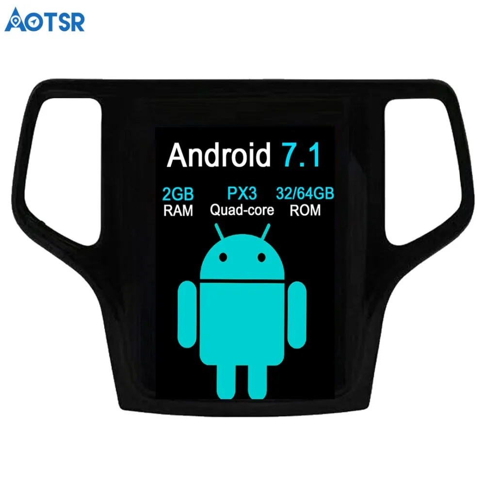 Aotsr Android 7 1 Тесла стиль Автомобильный GPS навигатор для JEEP Grand Cherokee 2014 2018 золотой и