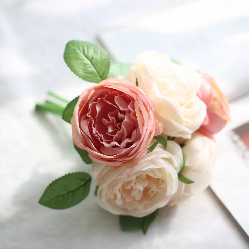 5 head Multilayer Silk Rose Artificial flower wedding hand bouquet home decoration | Дом и сад