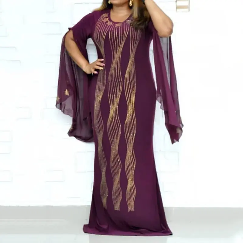 Повседневные Вечерние платья больших размеров синего цвета в африканском стиле