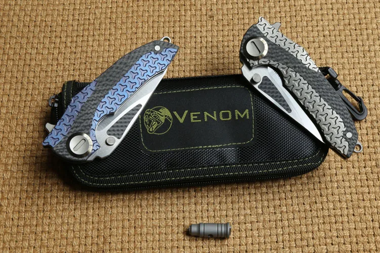 Складной нож VENOM ARMOUR M390 с лезвием из титана CF складной для выживания на природе