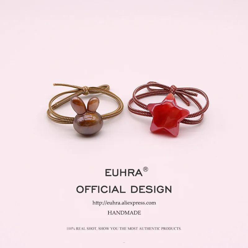 EUHRA, 10 цветов, эластичная резинка для волос, карамельный кролик, пентаграмма, Золотая пудра, для женщин, Детская резинка, высокая эластичность