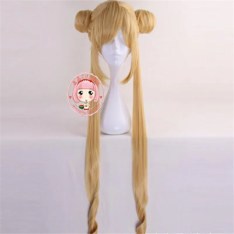 Японский парик для косплея Луна Цукино Усаги из аниме длинный кудрявый двойной