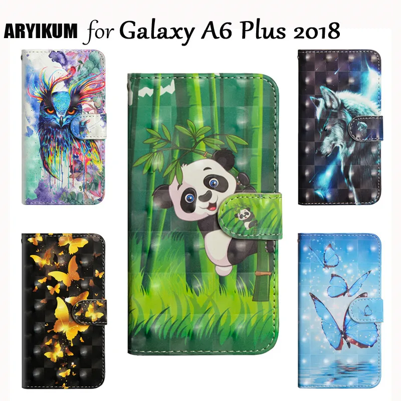 Роскошный кожаный бумажник-книжка чехол для Samsung Galaxy A6 + A6Plus 2018 чехлы телефонов |