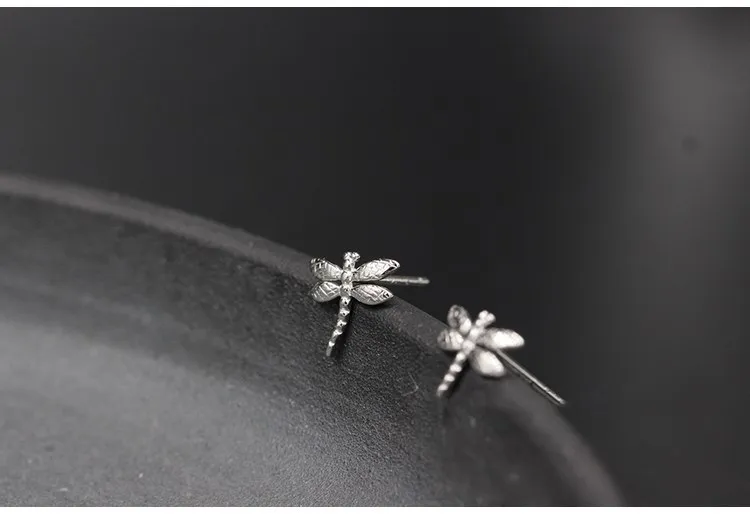 

925 Sterling Silver Dragonfly Stud Earrings For Women Fashion Jewelry Boucle D'oreille Pendientes Mujer EH675