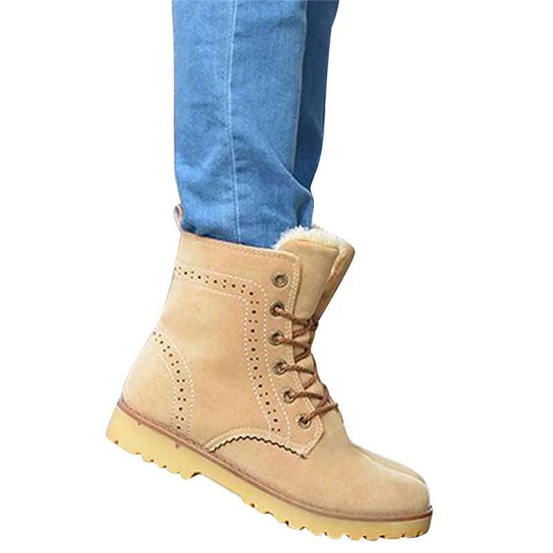 khaki HEE GRAND/Новое поступление; зимние ботинки; обувь для влюбленных пар; удобные ботинки; модная женская обувь; большие размеры 35-44; XWX6198 - Цвет: khaki