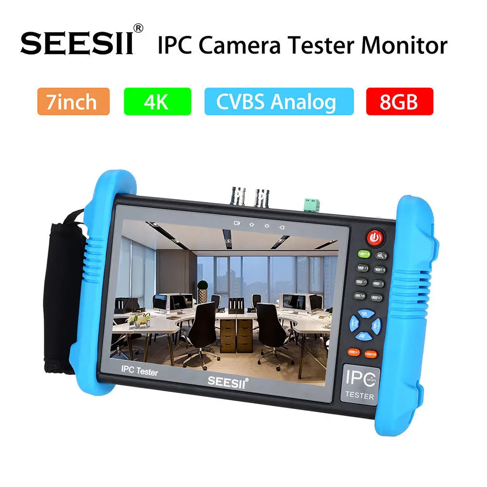 

SEESII 9800PLUS 7" IP Camera Tester 4K 1080P IPC CCTV Monitor CVBS Video Audio POE Test Touch Screen HDMI Output Discovery 8GB