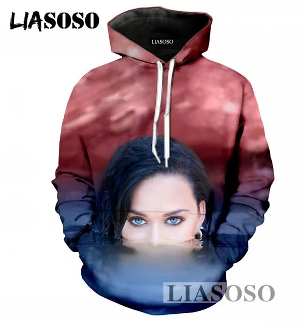 Lisoso Для мужчин/Для женщин Новинка худи 3D пуловер с принтом певица Кэти Перри
