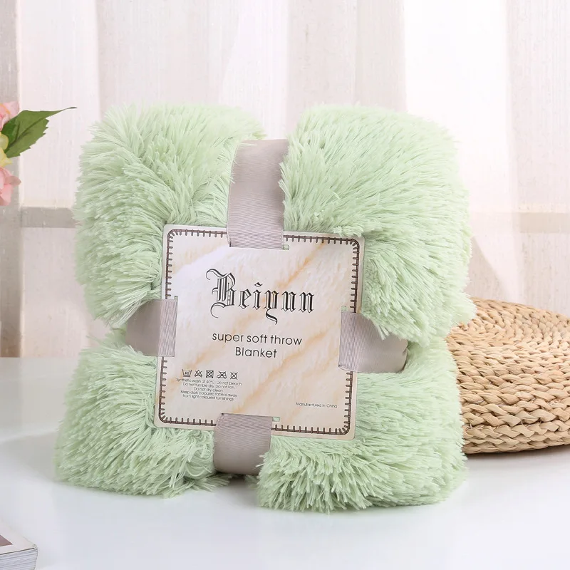 Mint Green Супер мягкий длинный мохнатый пушистый мех искусственный мех теплый элегантный уютный с пушистым шерпа плед для дивана кровать подарок для вашей семьи - Цвет: Mint Green