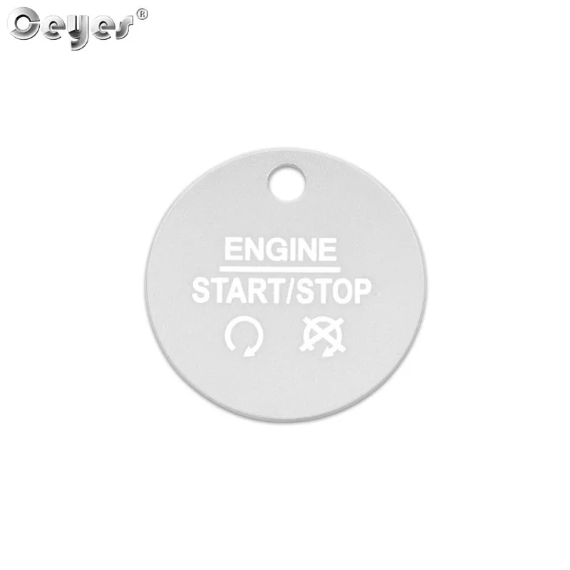 Silver Button Cover Ceyes, наклейки для стайлинга автомобилей, кнопка запуска двигателя, крышки, кольца зажигания, аксессуары, чехол для Ford Explorer Edge Mustang Fusion - Название цвета: Silver Button Cover