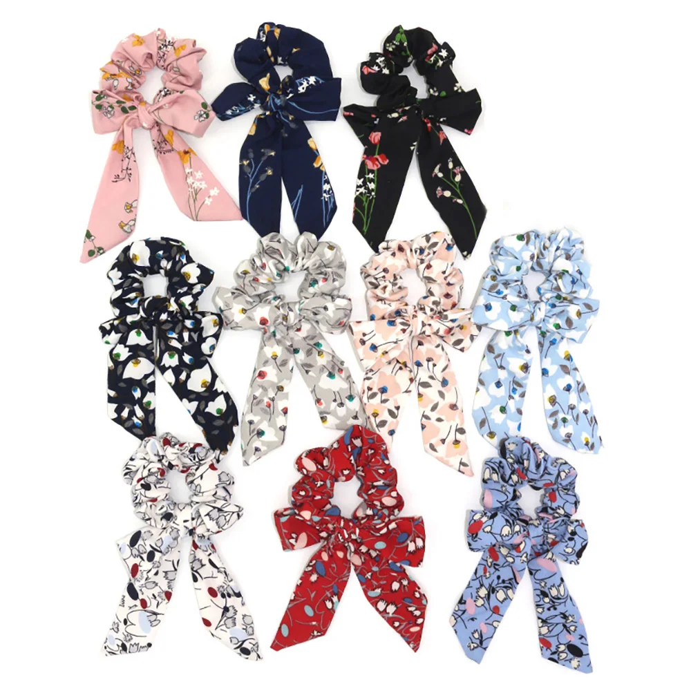 

Женская резинка для волос с цветочным принтом, эластичная резинка для волос с бантом, аксессуары XL074