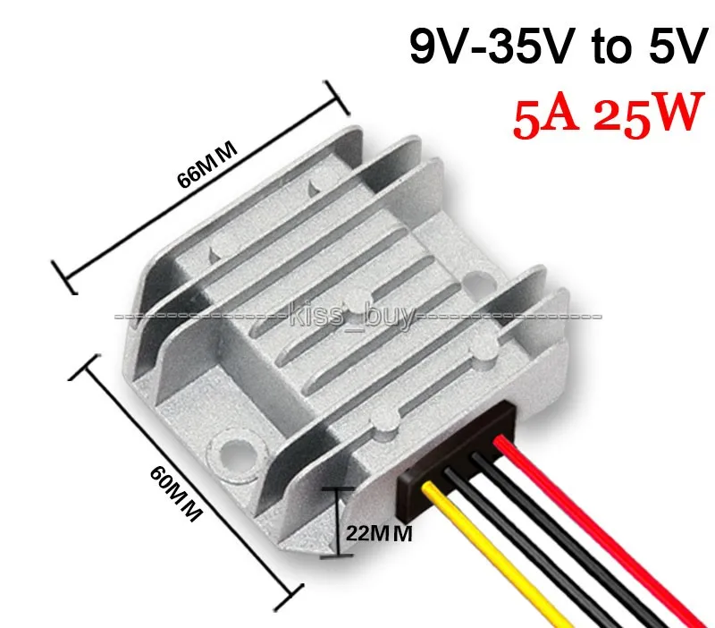 DC понижающий преобразователь постоянного тока 12 V/24 V (9 35 V) до 5 5A 25 W Напряжение