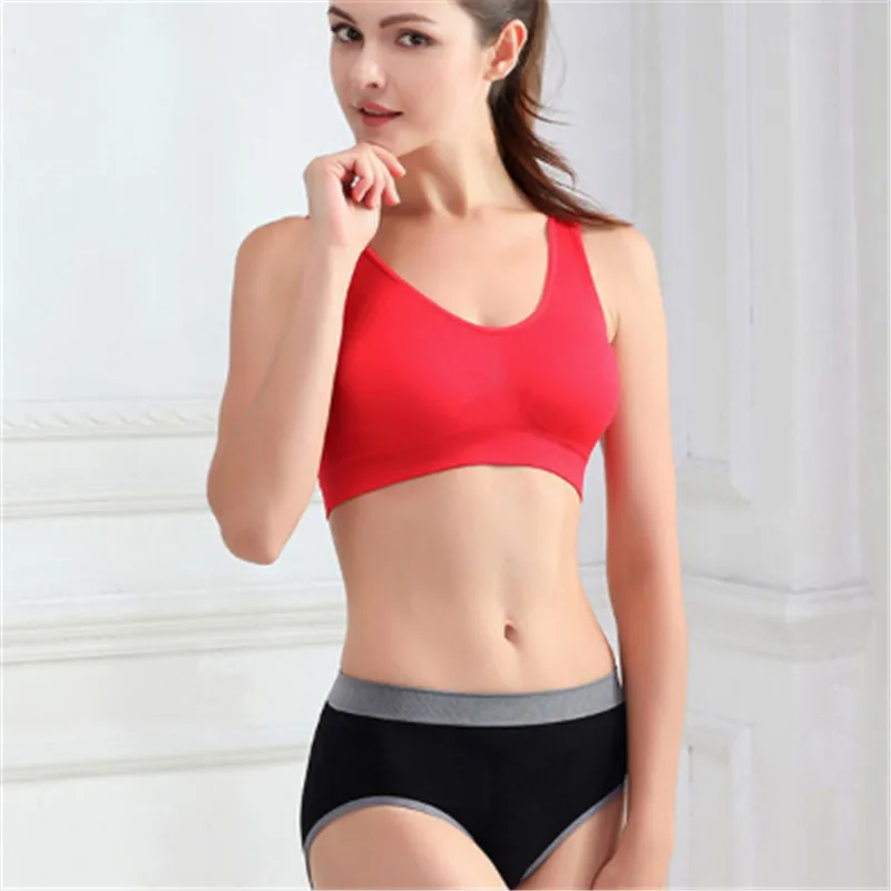 06 S-XXXL Women Girls Padded Seamless genie Bra fitness Rimless sleep double layer Vest Tops Plus Size bra 7 color - Цвет: 06