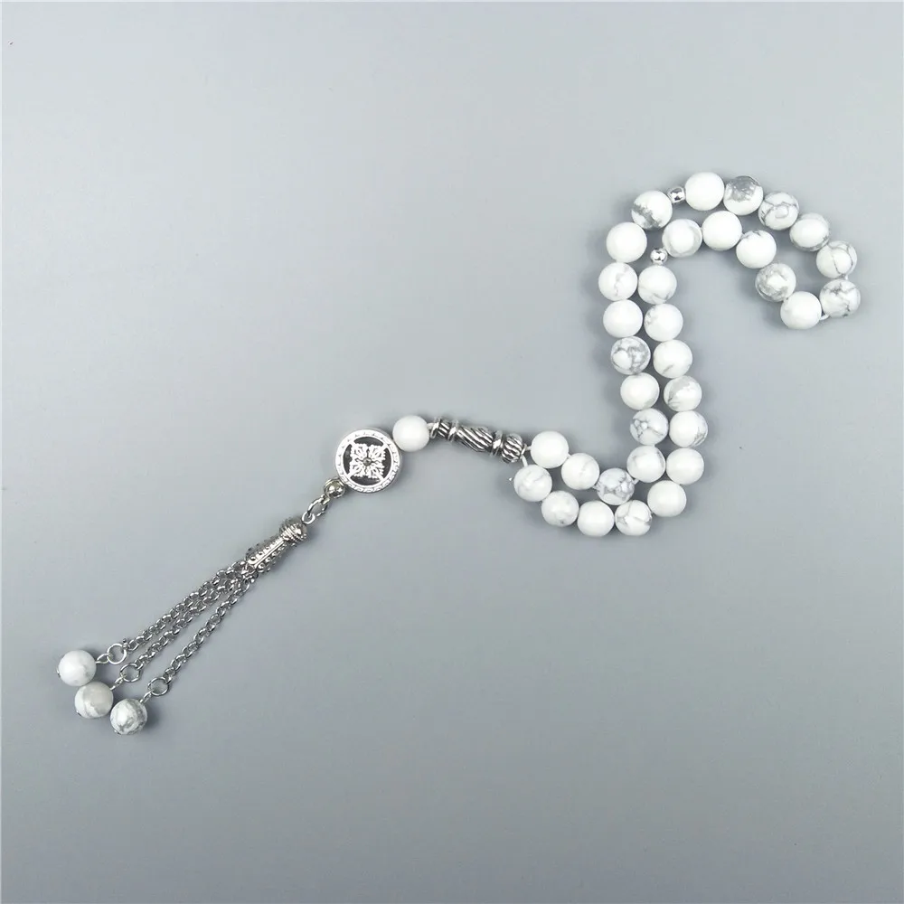 8 мм белые howlite мусульманские четки ислам ic Tasbih Allah молитва Tesbih ислам Misbaha беспокойные бусины