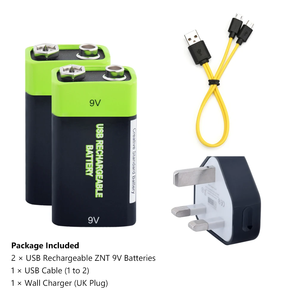 2pcs usb UK charger 2х перезаряжаемый литий-полимерный аккумулятор Lipo емкостью 400 мАч, 9 В, зарядное устройство USB, 9 вольт, 48x25,6x16,9 см, литий-полимерный аккумулятор с usb-кабелем - Цвет: 2pcs usb UK charger