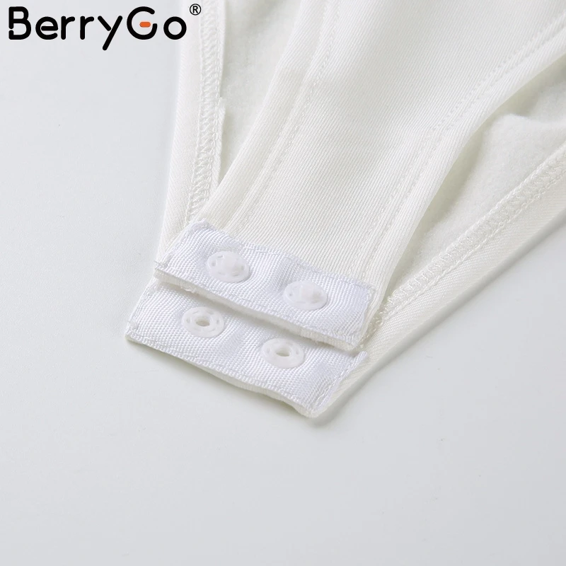 BerryGo пикантные открытые женские костюмы Водолазка с длинным рукавом bodycon Белый