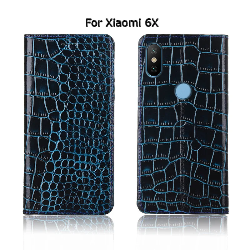 Чехол-книжка для Xiaomi Mi 5 5C 5S 5X 6 6X Plus из натуральной воловьей кожи с крокодиловой