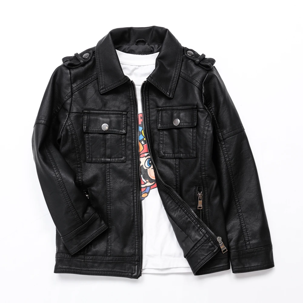 Куртка из искусственной кожи для мальчиков Детское пальто на весну осень куртки