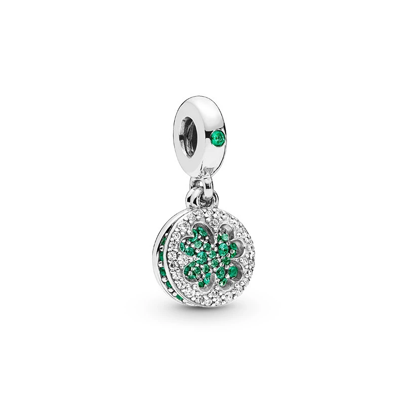 Green flower Новинка, оригинальные посеребренные очаровательные браслеты Pandora, сделай сам, ключи любви, чайный горшок, Висячие Подвески, бусины для женщин, сделай сам, ювелирное изделие - Цвет: Green flower