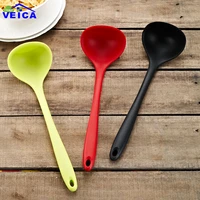 1pcs silicone wheat straw soup spoon hosehold long handle porridge spoon rice ladle tableware meal dinner scoops kitchen tools