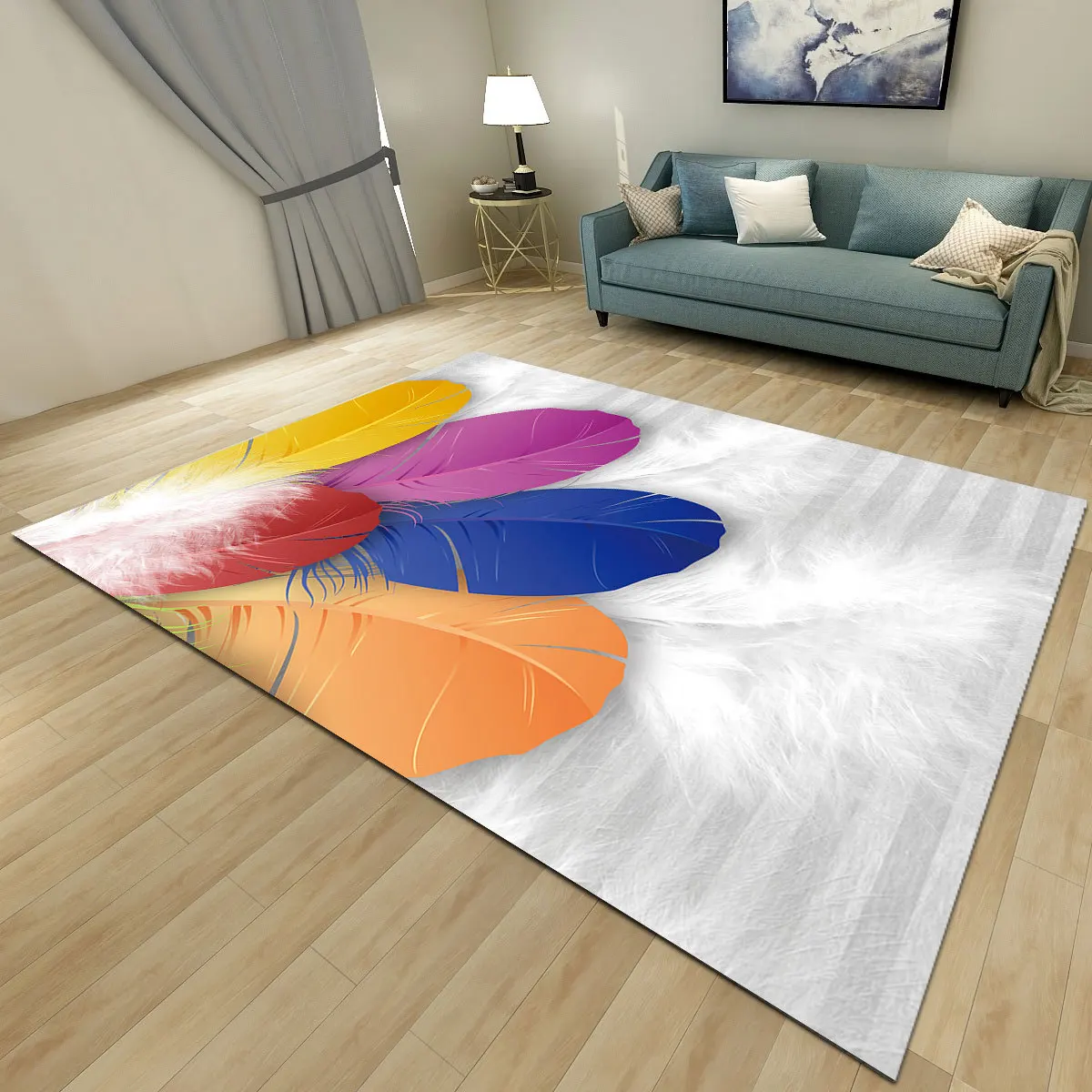 Современный простой и абстрактный ковер диван чайный столик на заказ для спальни