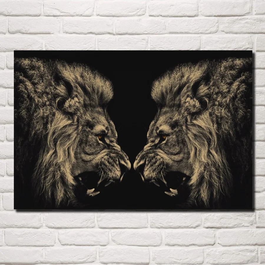 

lions animal predator monochrome artwork long teeth posters on the wall picture home living room decoration for bedroom DW135