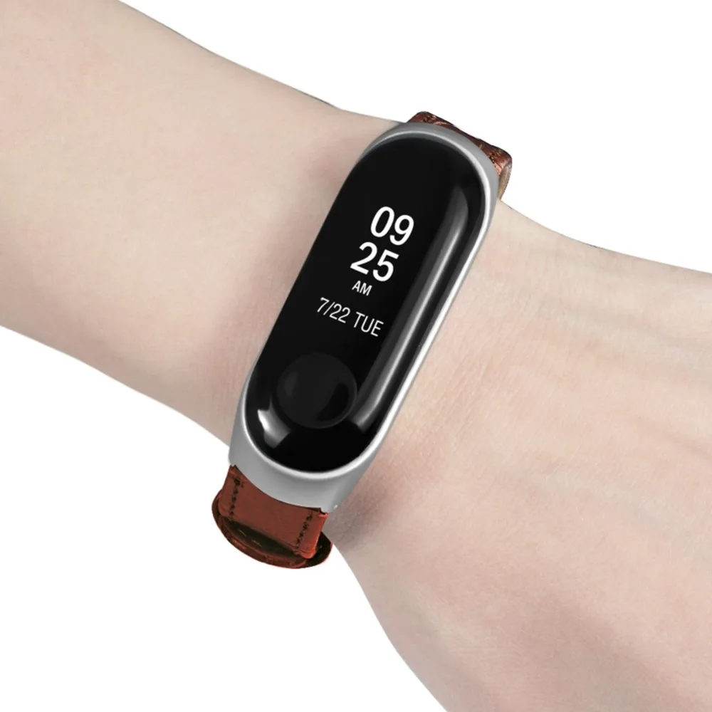 HANGRUI mi band 3 наручные часы на кожаном ремешке ремешок для Xiaomi mi band 3 умный браслет с металлической пряжкой черный чехол из розового золота ремни