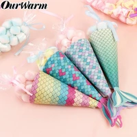 ourwarm mermaid paper candy gift box invitation card gifts bags girls birthday treat mermaid party favors decoration