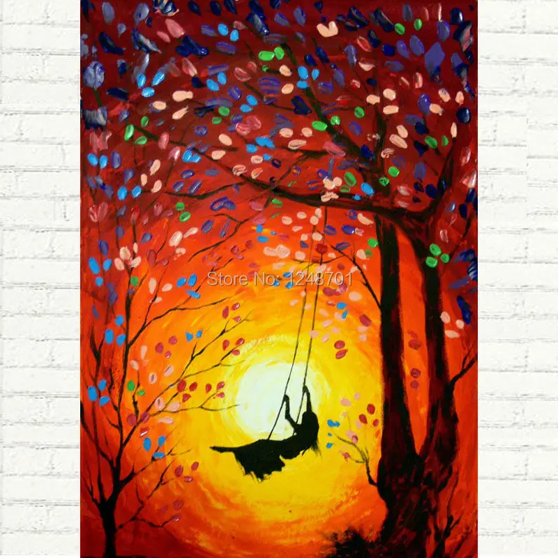 Набор из двух картин абстрактный Танцевальный Закат Качели акриловый