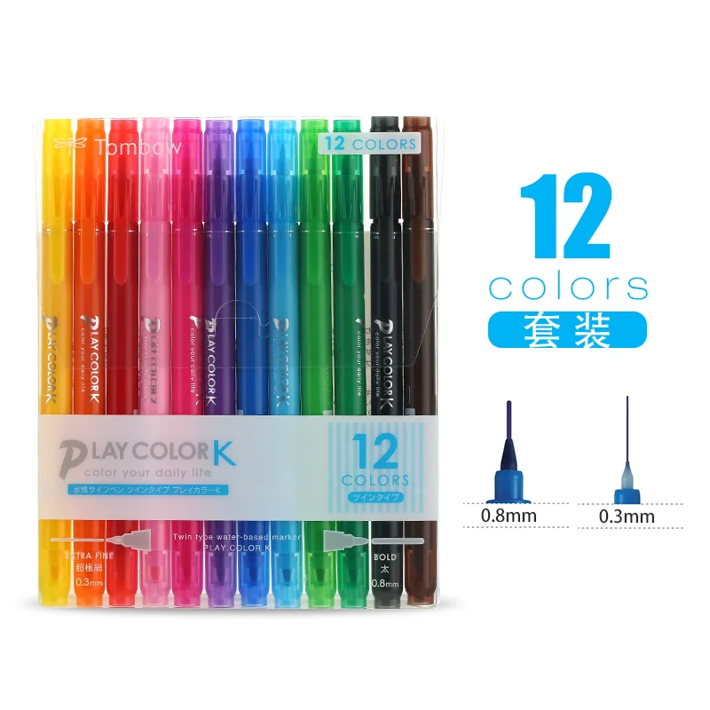 12 color Япония TOMBOW двуглавый цвет воды ручка GCF-611 тонкий Маркер 6 12 36 цветов - Цвет: 12 color