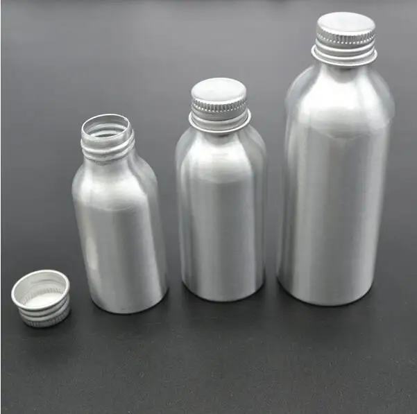 

Free Shipping 30ml 50ml 100ml Aluminum Lucifugal Empty Bottle With Screw Lid Liquid Astringen Aluminum Empty Cosmetic Container