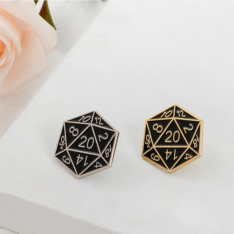 Двусторонняя булавка для кубиков 20 сторонняя штифта болельщиков Dungeons and Dragons