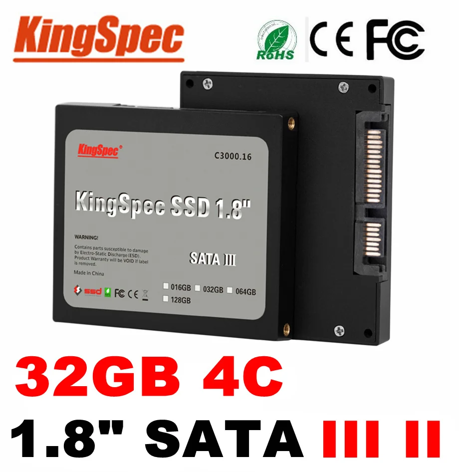 L Бренда Kingspec 1.8 "2 5-дюймовый SATA III II SSD 32 ГБ 4-канальный HDD Твердотельный Диск