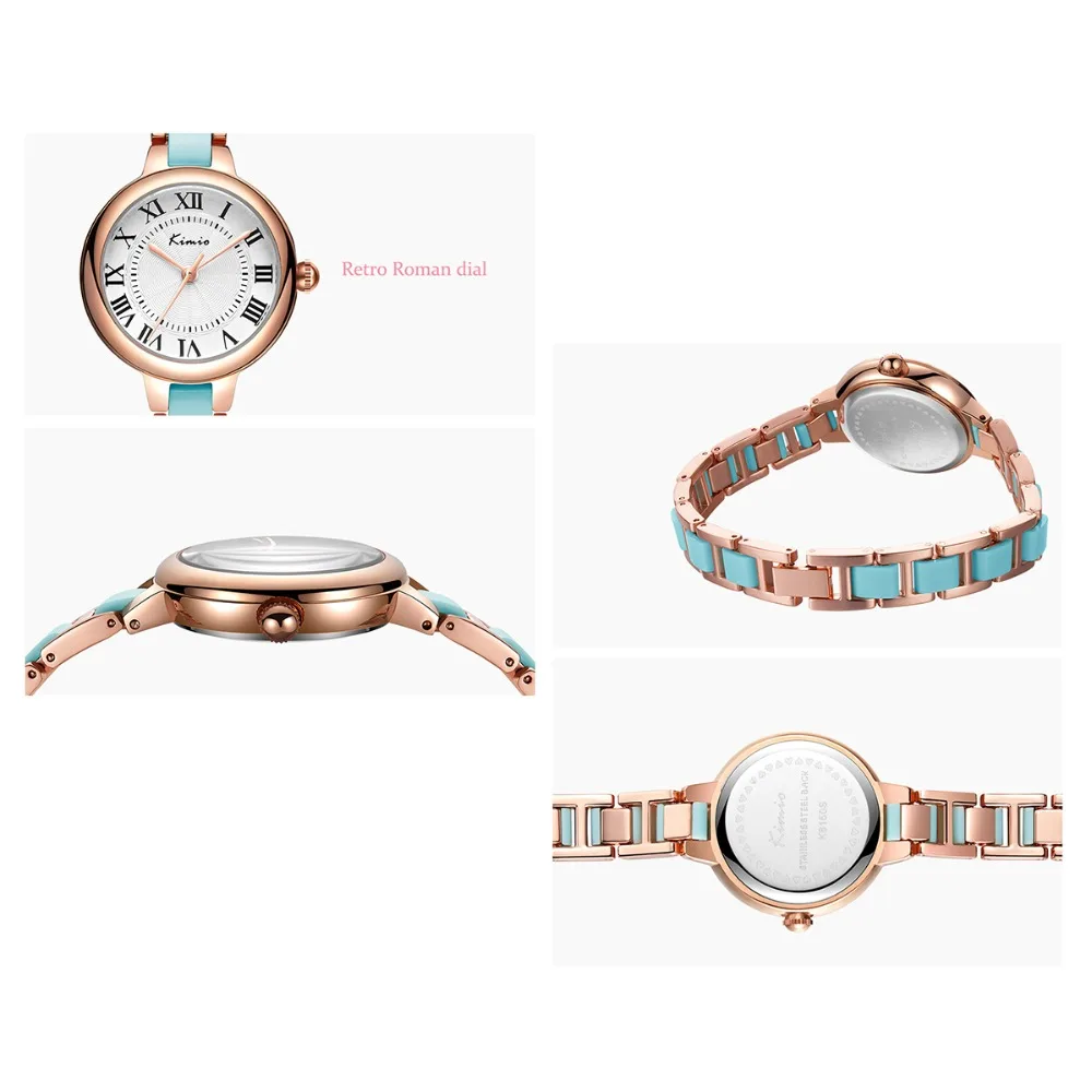 KIMIO Women Imitation Ceramic Quartz Watches Candy Colors Bubble Ladies Bracelet Dress Watch With Gift Box Montre Femme | Наручные часы