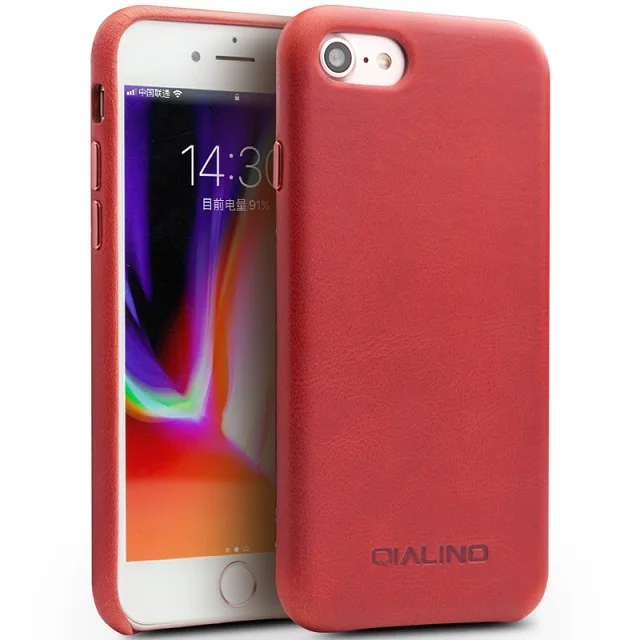 Red QIALINO Бизнес Натуральная кожа задняя крышка для iPhone 8 Plus ультра тонкий ручной работы чехол для телефона для iPhone 8 для 4,7/5,5 дюймов - Цвет: Red