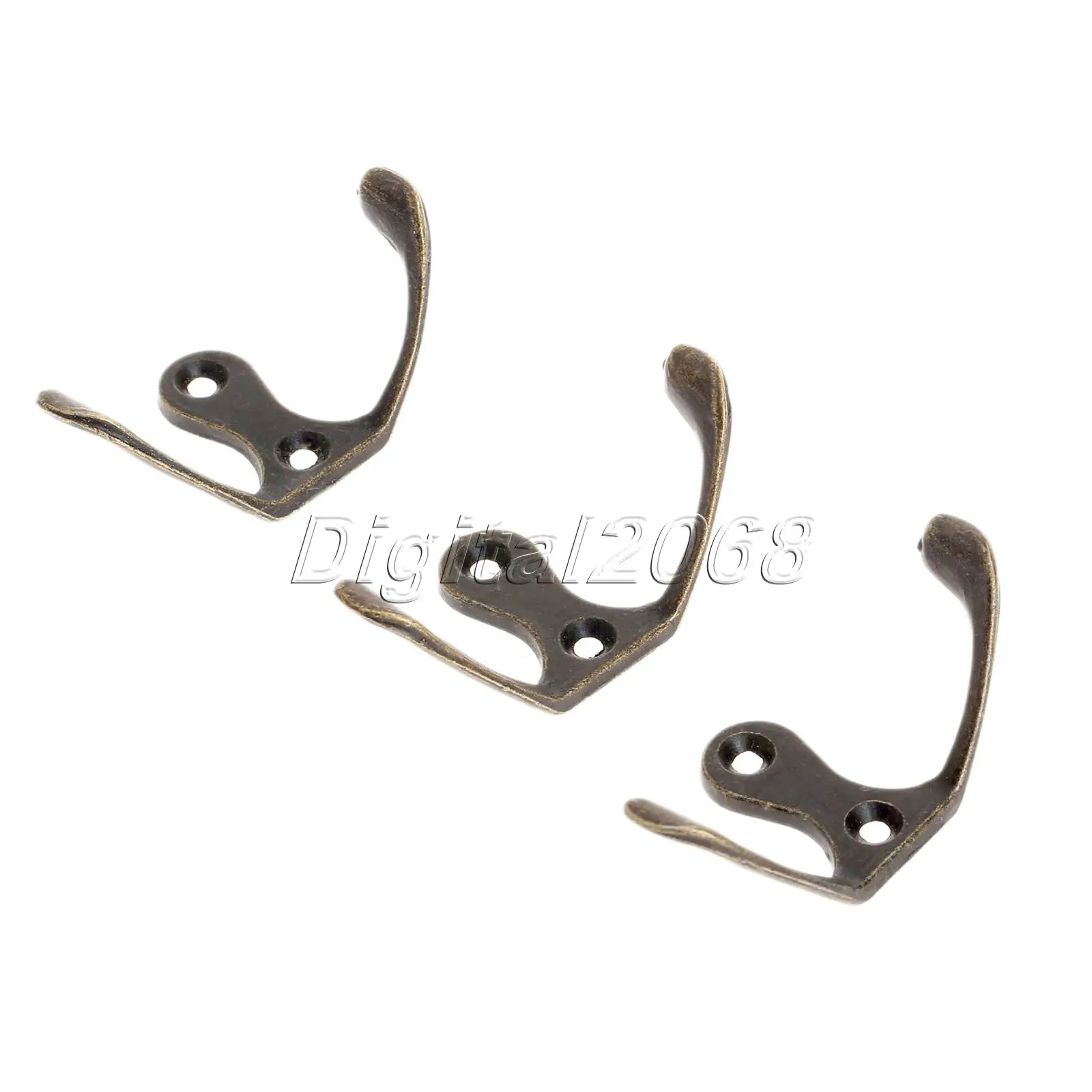 

New 5pcs Antique Bronze Hooks Handbag Bag Hanger Hooks Double Prong Wall Bath Coat Towel Hanger Bathroom Accessories W/Srew