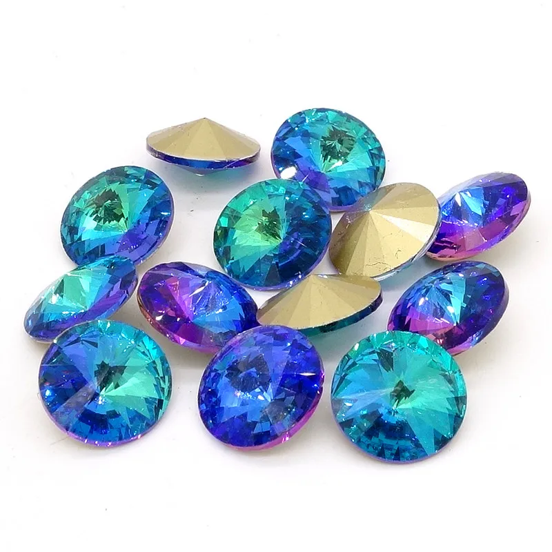 

new light blue ELEMENTS Crystal glass Rivoli loose Beads jewelry making 12mm14mm16mm
