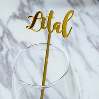 custom acrylic gold name drink stirrersswizzle stickswedding bachelorettecocktail stirswedding decor