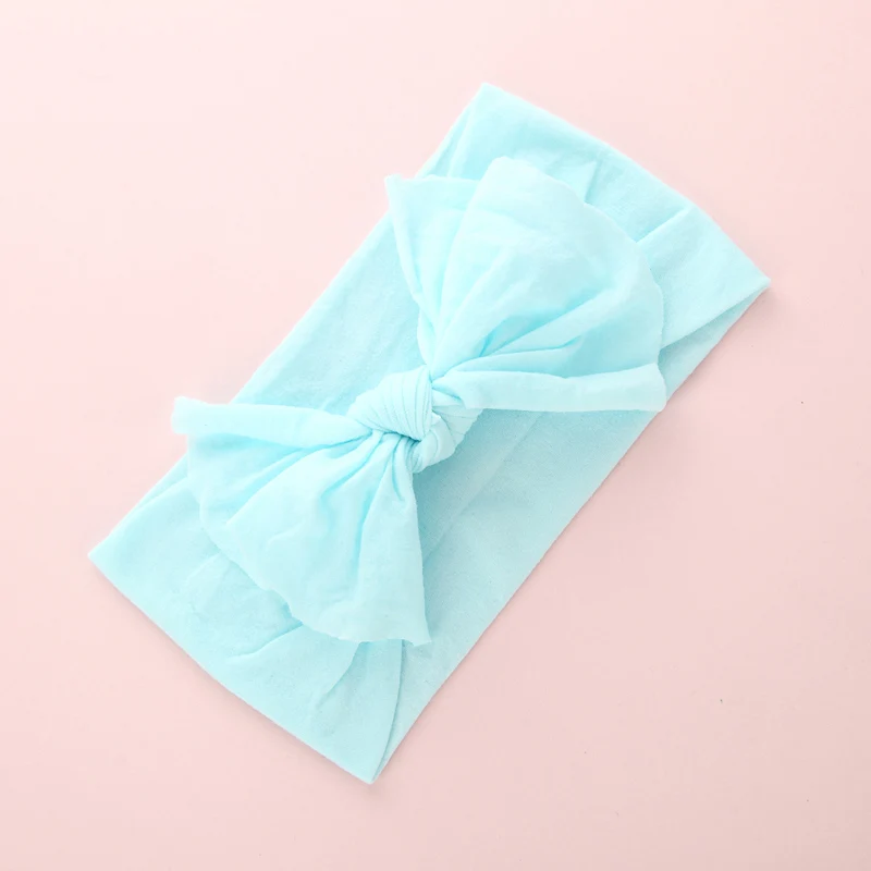 Sytle 1-Light blue Бантик бант из нейлона повязки на голову, один размер подходит для большинства Широкий Бант из нейлона тюрбан повязка на голову мягкий тюрбан, аксессуары для волос для маленьких девочек - Цвет: Sytle 1-Light blue