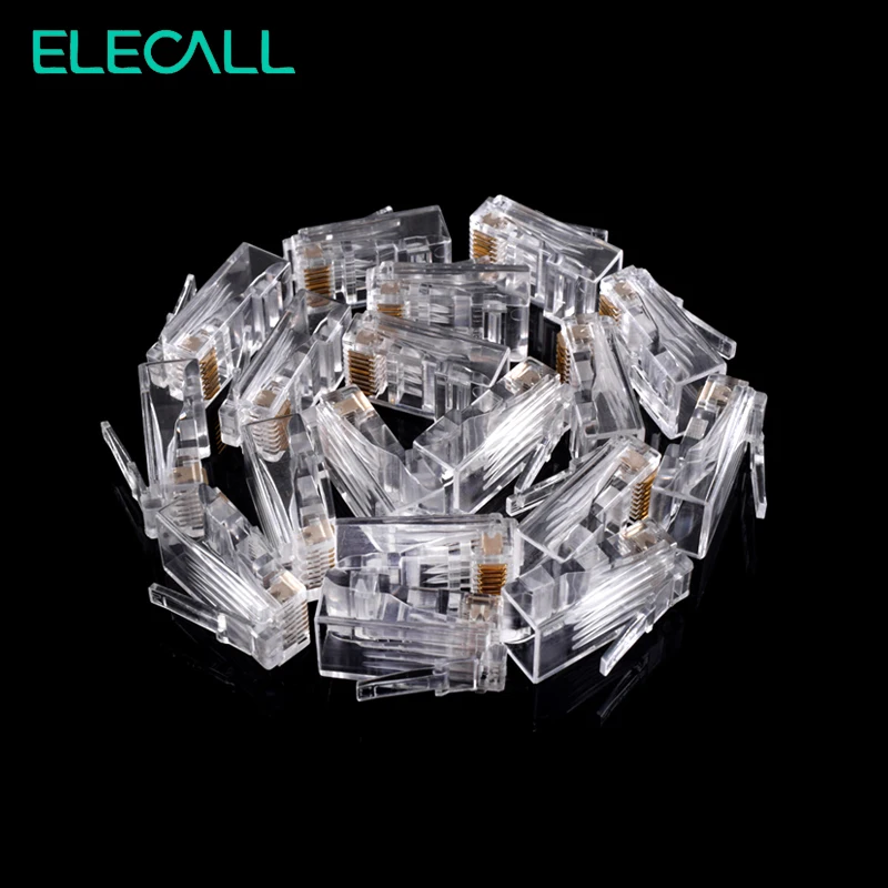 ELECALL100/200 шт 8 Pin RJ45 модульная розетка сетевой Ethernet Кристалл разъем RJ45 разъем адаптер