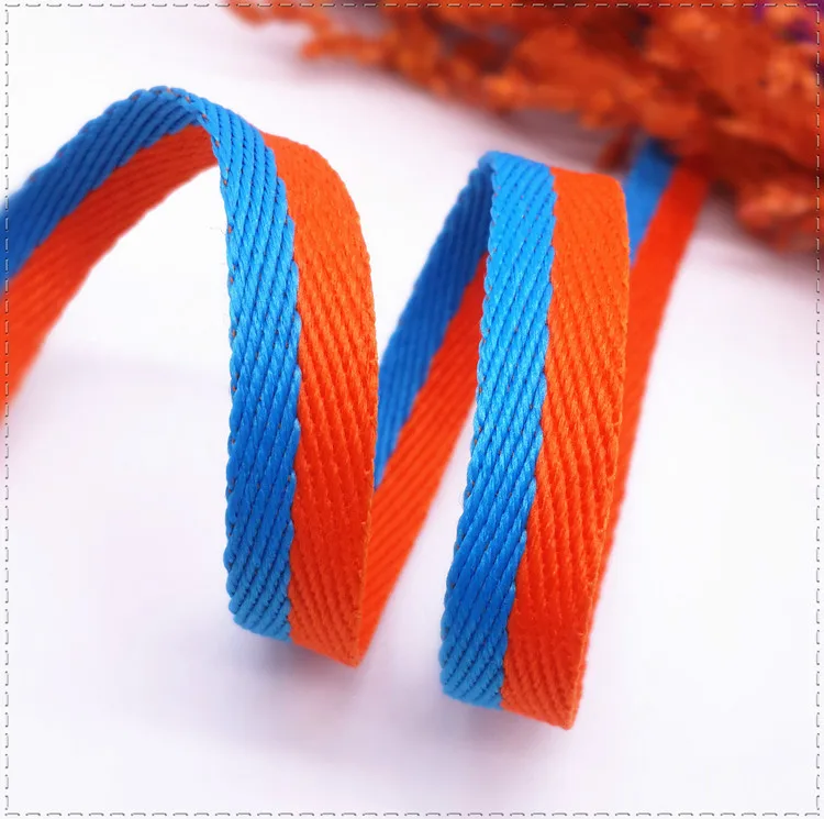 Горячая продажа 10 мм напечатанные синие/оранжевые полосы Grosgrain ленты DIY материалы