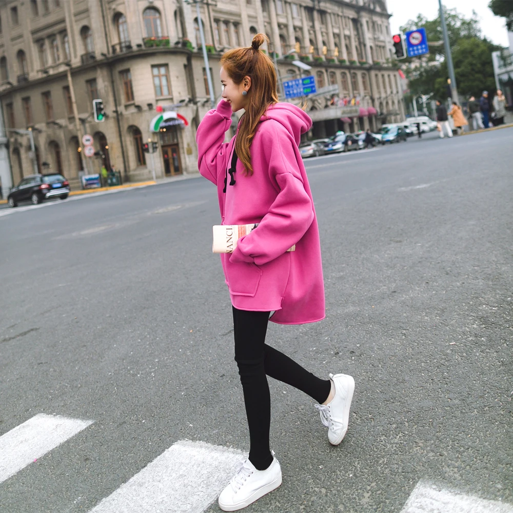 Женские Длинные свободные худи Harajuku пуловеры повседневные студенческие