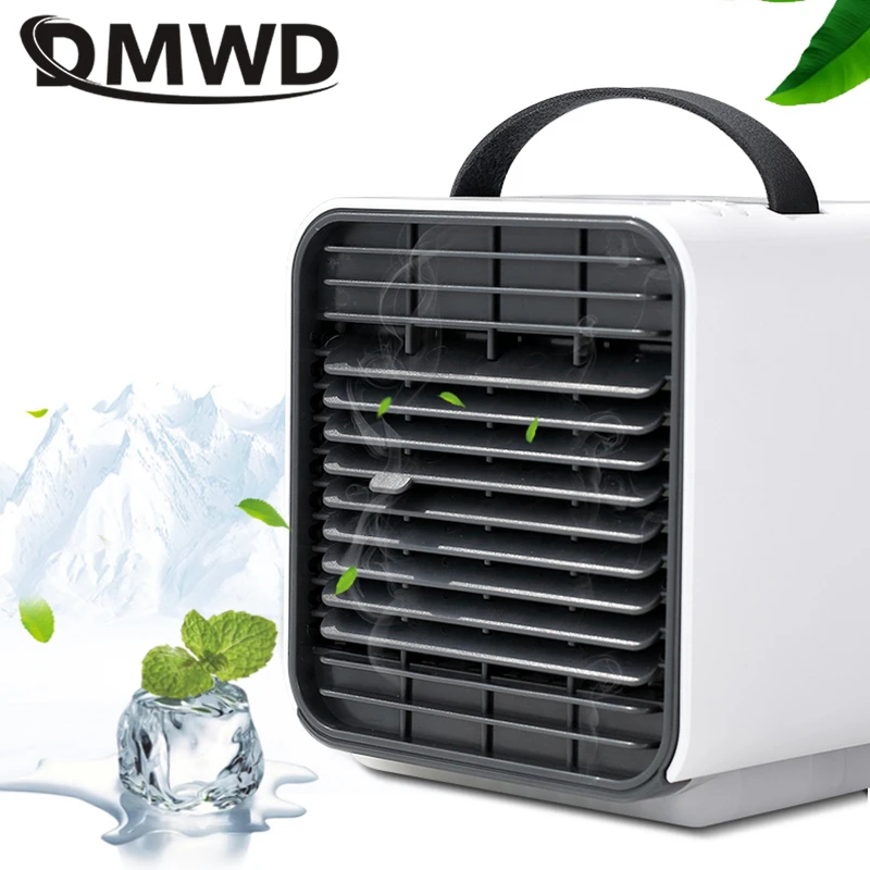 

DMWD Negative ion air conditioning fan Purify PM 2.5 Air Quality purifier mini cooler battery rechargeble USB output for home