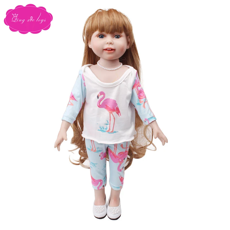 18 inch Girls doll clothes Unicorn long-sleeved suit + pants pajamas American newborn dress Baby toys fit 43 cm baby dolls c721 | Игрушки и